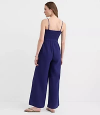 LOFT Beach Triple Cloth Smocked Jumpsuit