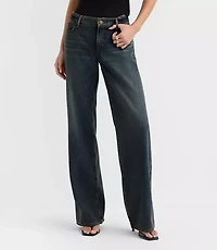 Rivete Petite Low Rise Wide Leg Jeans Lune Wash