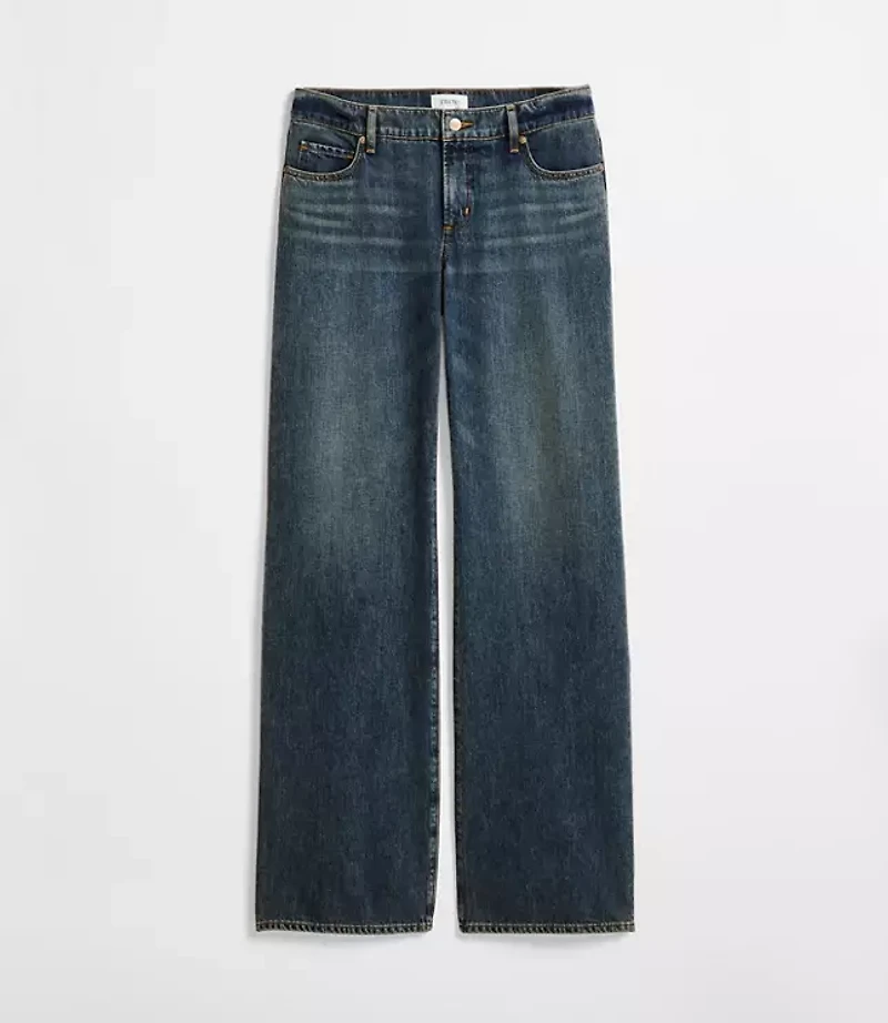 Rivete Petite Low Rise Wide Leg Jeans Lune Wash
