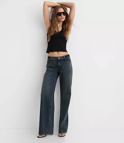 Rivete Petite Low Rise Wide Leg Jeans Lune Wash