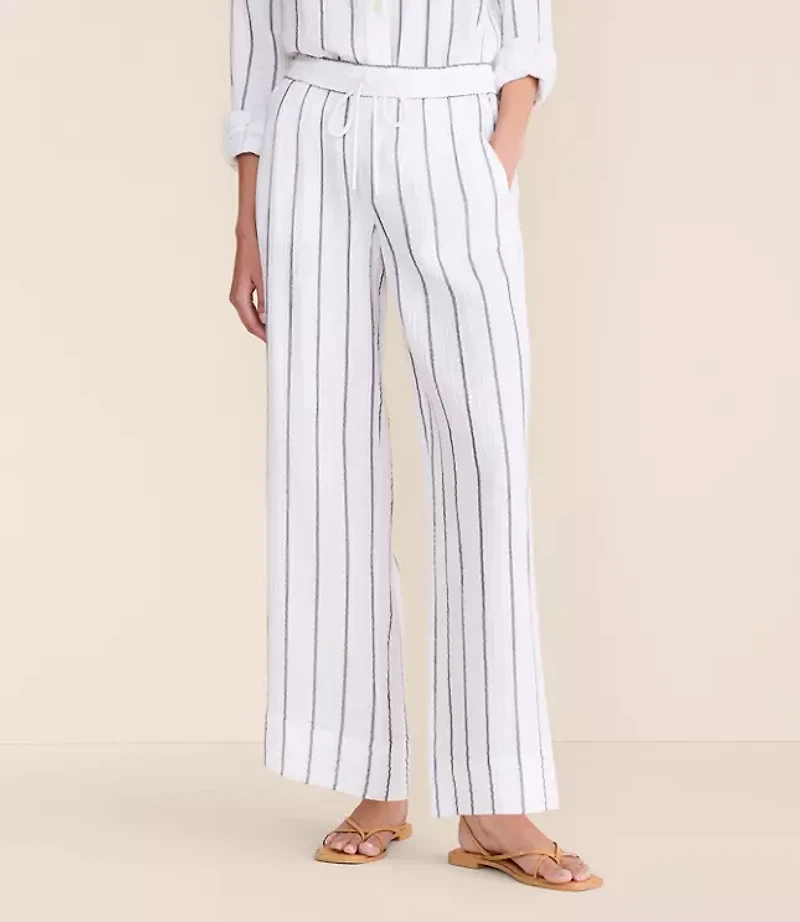 Petite Lou & Grey Striped Triple Cloth Wide Leg Pants