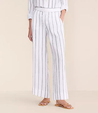 Petite Lou & Grey Striped Triple Cloth Wide Leg Pants