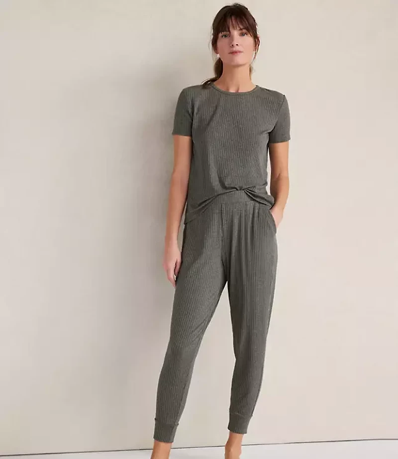 Haven Well Within Drapey Rib Knit Short Sleeve Crewneck