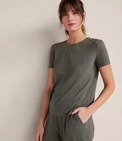 Haven Well Within Drapey Rib Knit Short Sleeve Crewneck