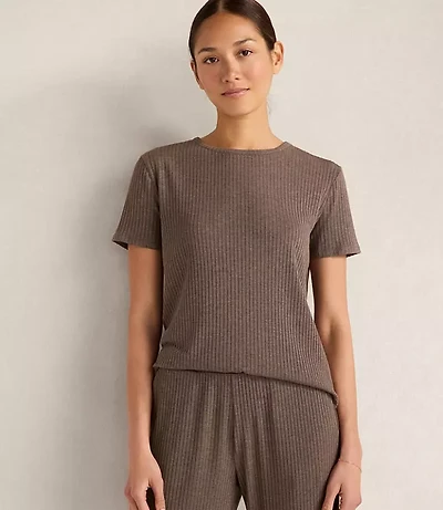 Haven Well Within Drapey Rib Knit Short Sleeve Crewneck