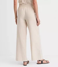 Petite LOFT Beach Rope Tie Linen Cotton Wide Leg Pants