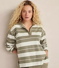 Haven Well Within Organic Cotton Interlock Stripe Johnny Collar Top