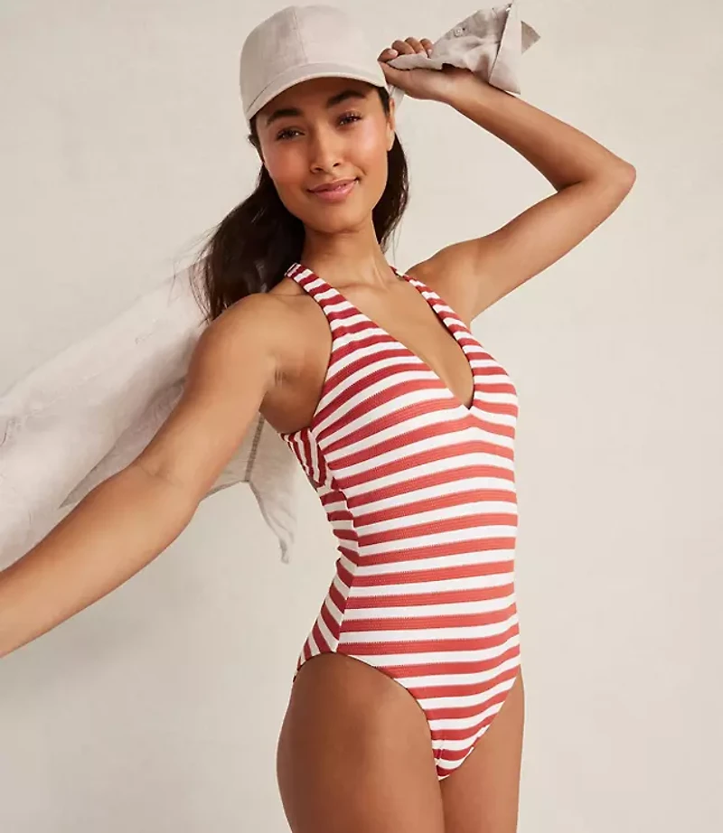Haven Well Within Textured Stripe V-Neck One-Piece