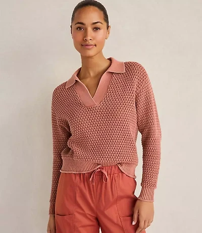 Haven Well Within Cotton Wave Stitch Johnny Collar Sweater