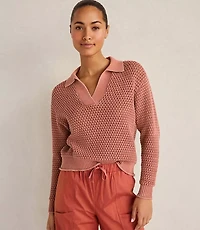 Haven Well Within Cotton Wave Stitch Johnny Collar Sweater