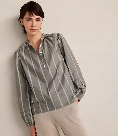 Haven Well Within Organic Cotton Poplin Stripe Long Sleeve Top