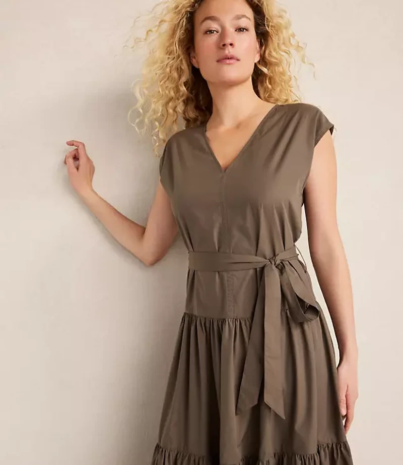 Haven Well Within Organic Cotton Poplin Tiered Midi Dress