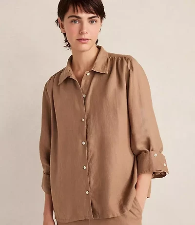 Haven Well Within Everweave Linen Shirred Top
