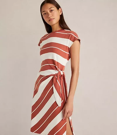 Haven Well Within Organic Cotton Interlock Stripe Mini Knot Dress