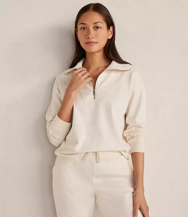 Haven Well Within Botanical-Dyed Organic Cotton Interlock Half-Zip Top