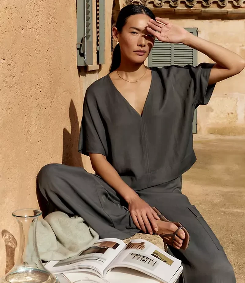 Haven Well Within Viscose Linen V-Neck Top