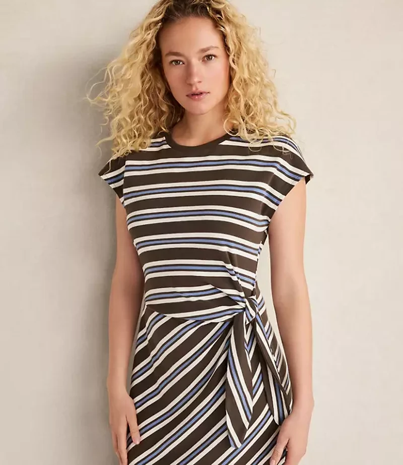 Haven Well Within Organic Cotton Interlock Stripe Midi Knot Dress