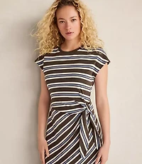 Haven Well Within Organic Cotton Interlock Stripe Midi Knot Dress