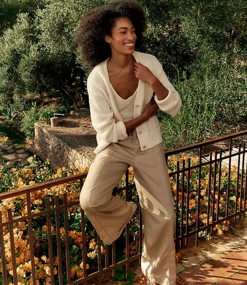 Haven Well Within Organic Cotton Linen Plaited V-Neck Cardigan