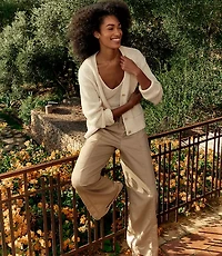 Haven Well Within Organic Cotton Linen Plaited V-Neck Cardigan