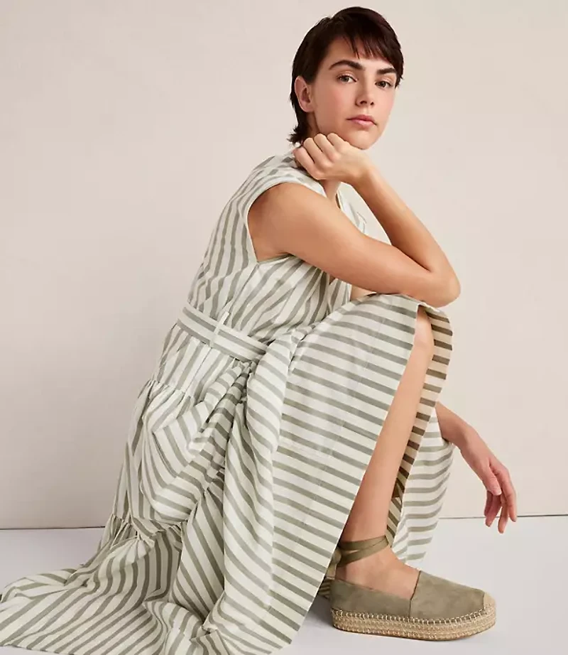 Haven Well Within Organic Cotton Poplin Stripe Tiered Midi Dress