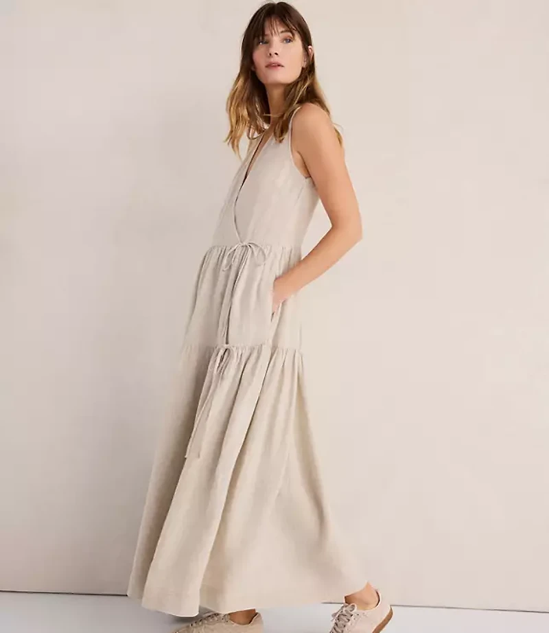 Haven Well Within Everweave Linen Tiered Wrap Dress
