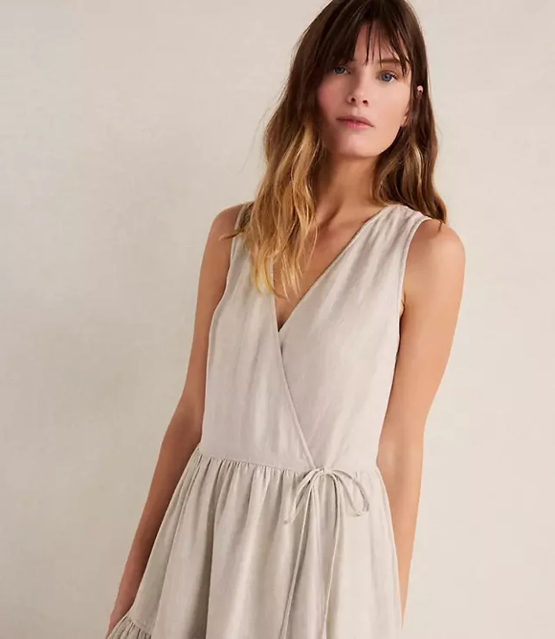Haven Well Within Everweave Linen Tiered Wrap Dress
