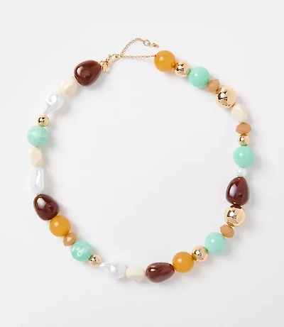 Pearlized Mixed Beaded Statement Necklace