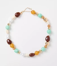 Pearlized Mixed Beaded Statement Necklace
