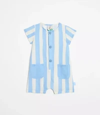 Mon Coeur Linen Blue Cabana Romper