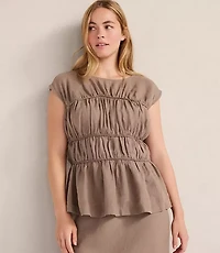 Haven Well Within Linen Shirred Sleeveless Top