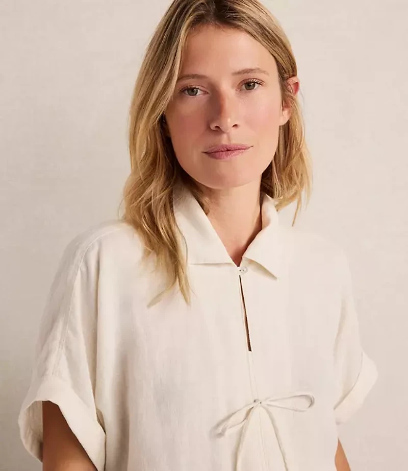 Haven Well Within Linen Tie-Front Top
