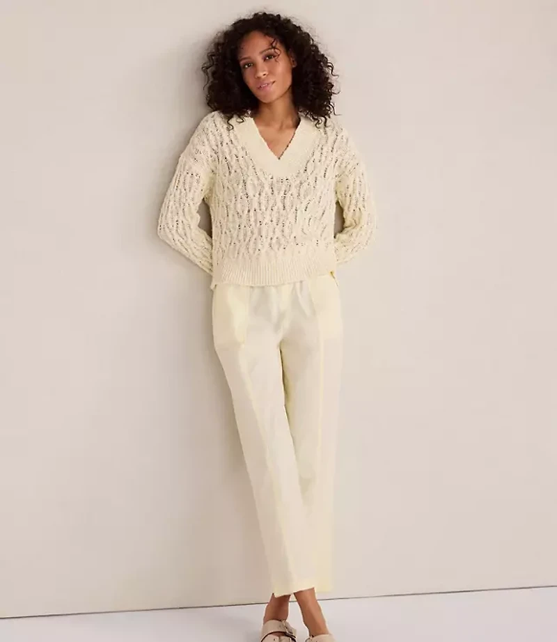 Haven Well Within Slubby Cotton Linen V-Neck Sweater