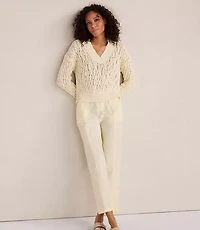 Haven Well Within Slubby Cotton Linen V-Neck Sweater