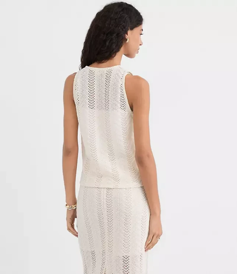 Petite Crochet Button V-Neck Top
