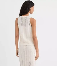 Petite Crochet Button V-Neck Top