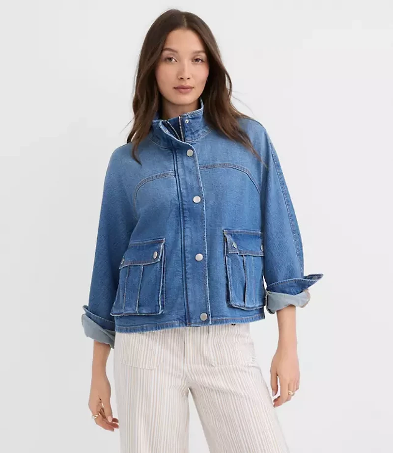 Denim Modern Cargo Jacket Authentic Indigo