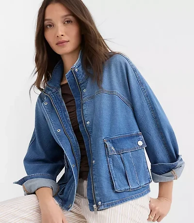 Denim Modern Cargo Jacket Authentic Indigo