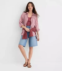 Petite Striped Everyday Oversized Pocket Shirt