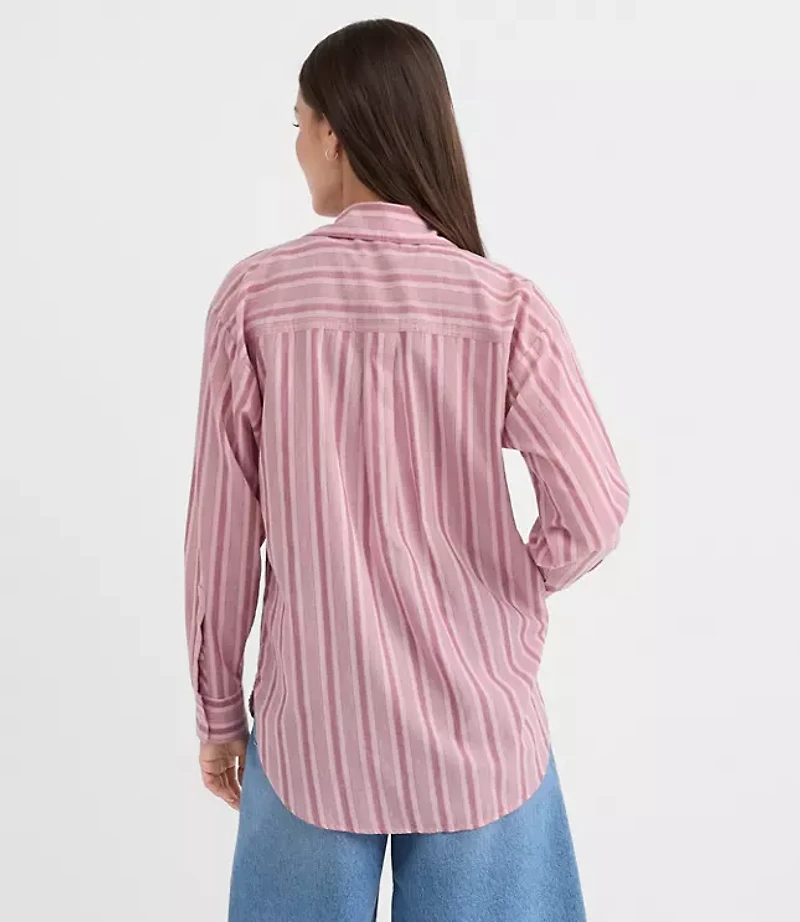 Petite Striped Everyday Oversized Pocket Shirt