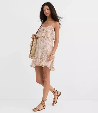 Petite Tiled Strappy Ruffle Mini Dress