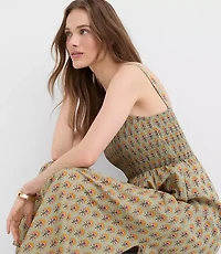 Petite LOFT Beach Garden Smocked Maxi Pocket Dress