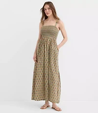 Petite LOFT Beach Garden Smocked Maxi Pocket Dress