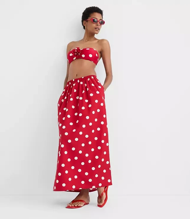 LOFT Beach Polka Dot Rosette Bandeau Bikini Top