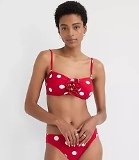 LOFT Beach Polka Dot Rosette Bandeau Bikini Top