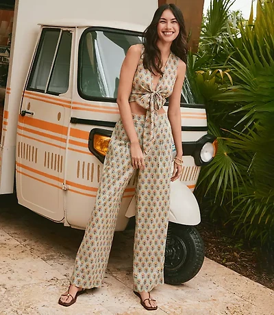 Petite LOFT Beach Garden Linen Cotton Wide Leg Pants