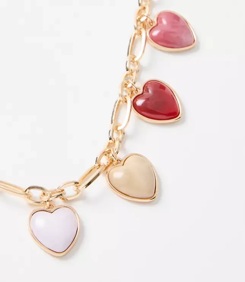Multicolored Heart Statement Necklace