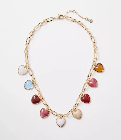 Multicolored Heart Statement Necklace