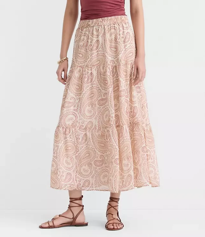 Petite Paisley Tiered Maxi Skirt