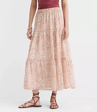 Petite Paisley Tiered Maxi Skirt